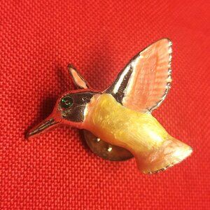 Vintage Enamel Hummingbird Brooch Lapel Pin
